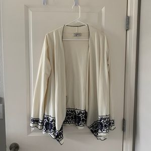 Lucky Brand Cream cardigan with navy stitching